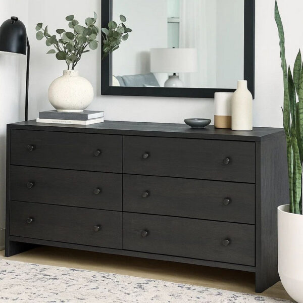 150220266991a16957328.jpeg Moko 40 x 40 Dresser Mirror, Square Shape, Modern Style, Black Finished Frame