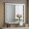 Lee 37 x 40 Vanity Mirror, 10 Light Bulb Sockets, Modern Silver Wood Frame