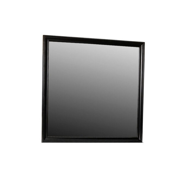 Umi 39 x 39 Dresser Mirror, Molded Design Solid Wood Black Square Frame