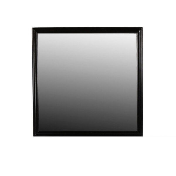 Umi 39 x 39 Dresser Mirror, Molded Design Solid Wood Black Square Frame