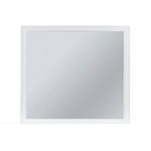 Umi 39 x 39 Dresser Mirror, Molded Design Solid Wood White Square Frame