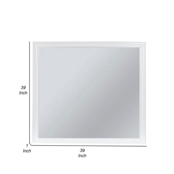 Umi 39 x 39 Dresser Mirror, Molded Design Solid Wood White Square Frame