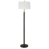 62 Inch Floor Lamp, White Tapered Hardback Shade, Black with Gold Accents