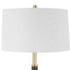 62 Inch Floor Lamp, White Tapered Hardback Shade, Black with Gold Accents