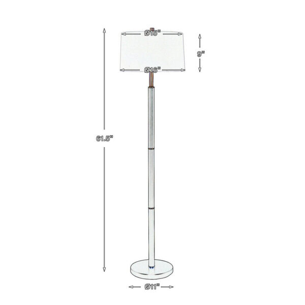 62 Inch Floor Lamp, White Tapered Hardback Shade, Black with Gold Accents