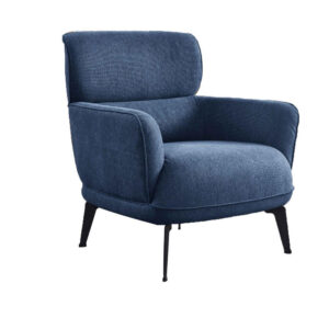 Dup 34 Inch Accent Chair, Cushioned Seat, Rounded Track Arms, Muted Blue