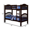 Twin Over Twin Bunk Bed, Pine Wood, Slatted Headboard, Espresso Brown
