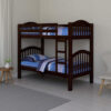 Twin Over Twin Bunk Bed, Pine Wood, Slatted Headboard, Espresso Brown