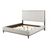 Aren Queen Bed, Light Gray Fabric Upholstery, Crisp White and Smooth Brown