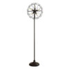 Quinn 63 Inch Accent Floor Lamp, Vintage Fan Design, Antique Bronze Finish