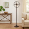 Quinn 63 Inch Accent Floor Lamp, Vintage Fan Design, Antique Bronze Finish