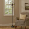 Quinn 63 Inch Accent Floor Lamp, Vintage Fan Design, Antique Bronze Finish