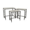 Zoe Plant Stand Table Set of 3, Metal, Rectangular Marble Top, Black Metal