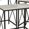 Zoe Plant Stand Table Set of 3, Metal, Rectangular Marble Top, Black Metal