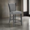 Brandon 24 Inch Counter Height Chair Set of 2, Gray Fabric Upholstery