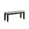 Woodlands 48 Inch Bench, Classic Wood Frame, Soft Gray Finished Fabric