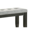 Woodlands 48 Inch Bench, Classic Wood Frame, Soft Gray Finished Fabric