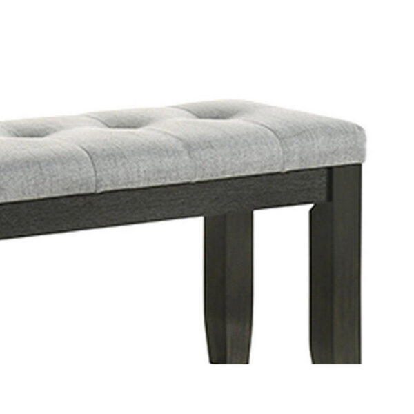 Woodlands 48 Inch Bench, Classic Wood Frame, Soft Gray Finished Fabric