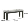 Woodlands 48 Inch Bench, Classic Wood Frame, Soft Gray Finished Fabric