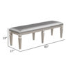 Scott 60 Inch Dining Bench, Sparkling Silver Gray Faux Leather, Wood Frame