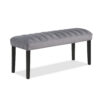 Marcus 46 Inch Dining Bench, Fabric Upholstery, Wood, Tufted, Gray, Black