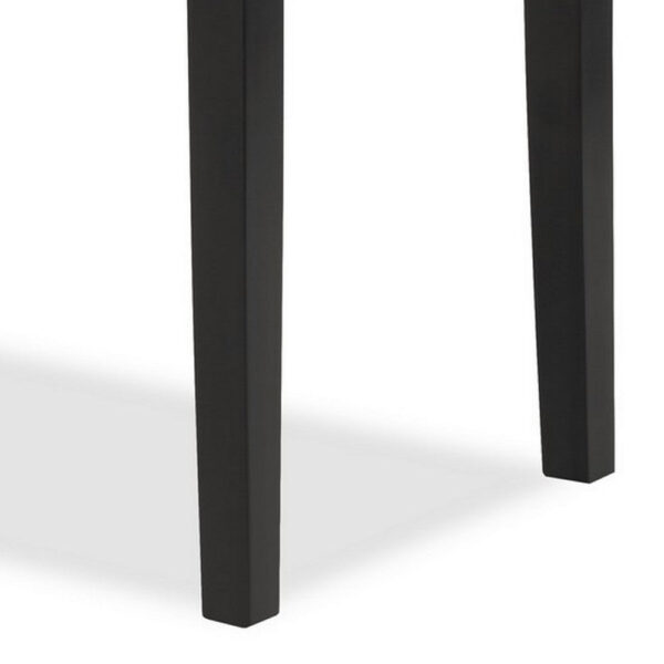 Marcus 46 Inch Dining Bench, Fabric Upholstery, Wood, Tufted, Gray, Black