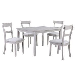 Charlotte 5 Piece Dining Table and Chairs Set, Wood, Farmhouse, White