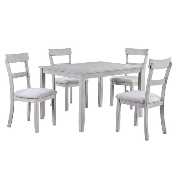 Charlotte 5 Piece Dining Table and Chairs Set, Wood, Farmhouse, White