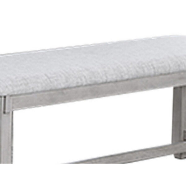 150220266991a43c5ddab.jpeg Peter 50 Inch Dining Bench, Fabric Upholstery, Cushioned, Driftwood Gray