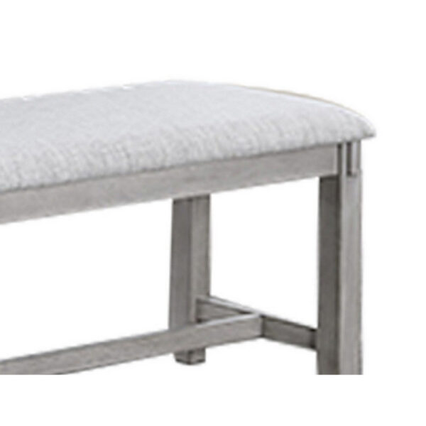 150220266991a43ede45a.jpeg Peter 50 Inch Dining Bench, Fabric Upholstery, Cushioned, Driftwood Gray