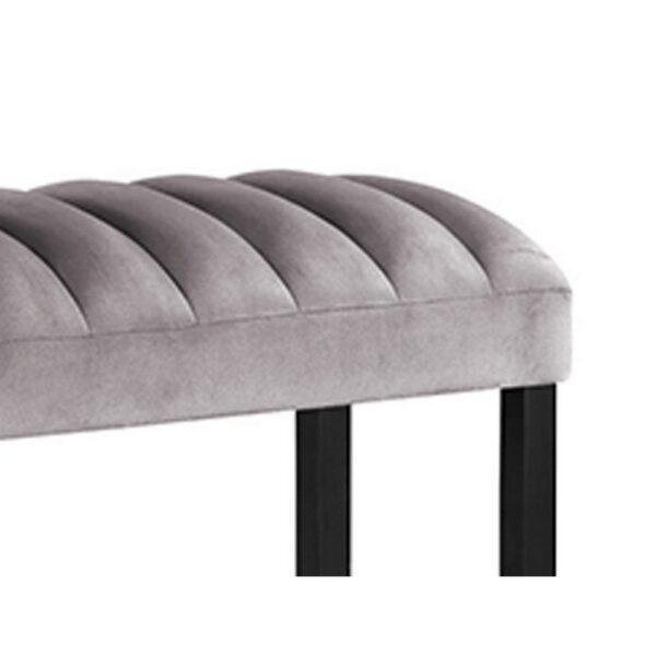 Marcus 38 Inch Counter Height Bench, Wood Frame, Fabric Upholstery, Gray