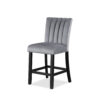 Marcus 26 Inch Counter Height Chair Set of 2, Channel Tufted, Wood, Gray
