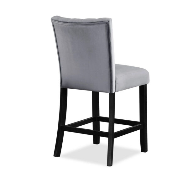 Marcus 26 Inch Counter Height Chair Set of 2, Channel Tufted, Wood, Gray