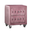 Zoha 26 Inch Nightstand, 2 Drawer, Cabriole Legs, Wood, Pink Upholstery