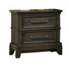 Ston 26 Inch Nightstand, 2 Drawers, Pewter Handles, Crown Mold, Wood, Gray