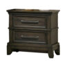 Ston 26 Inch Nightstand, 2 Drawers, Pewter Handles, Crown Mold, Wood, Gray