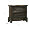 Ston 26 Inch Nightstand, 2 Drawers, Pewter Handles, Crown Mold, Wood, Gray