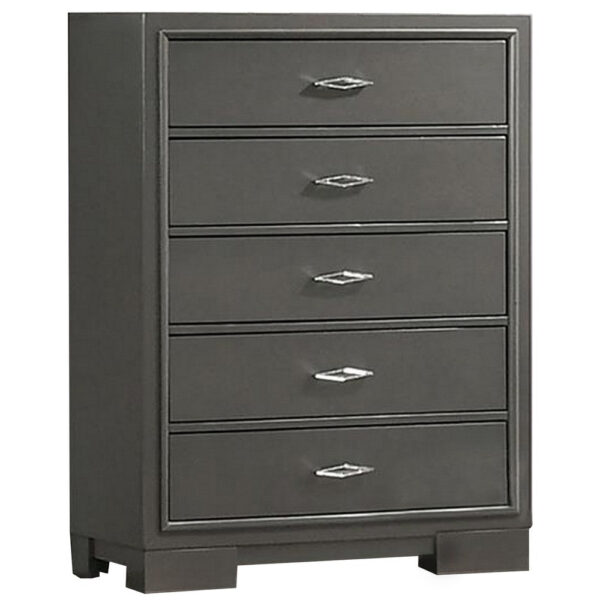 150220266991a4b32c926.jpeg Aliso 47 Inch Tall Dresser Chest, 5 Drawers, Solid Wood, Dark Gray Finish