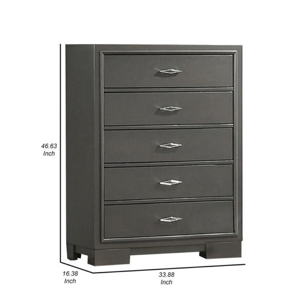 150220266991a4be78d7f.jpeg Aliso 47 Inch Tall Dresser Chest, 5 Drawers, Solid Wood, Dark Gray Finish