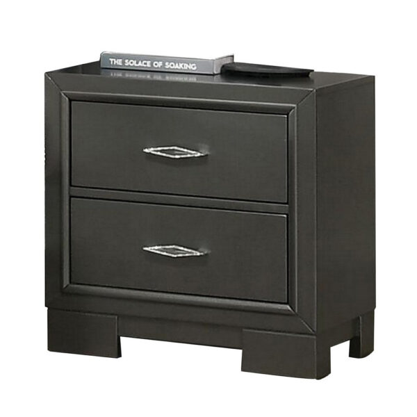 150220266991a4c6f15d1.jpeg Aliso 23 Inch Nightstand, 2 Drawers, Bracket Feet, Solid Wood, Dark Gray