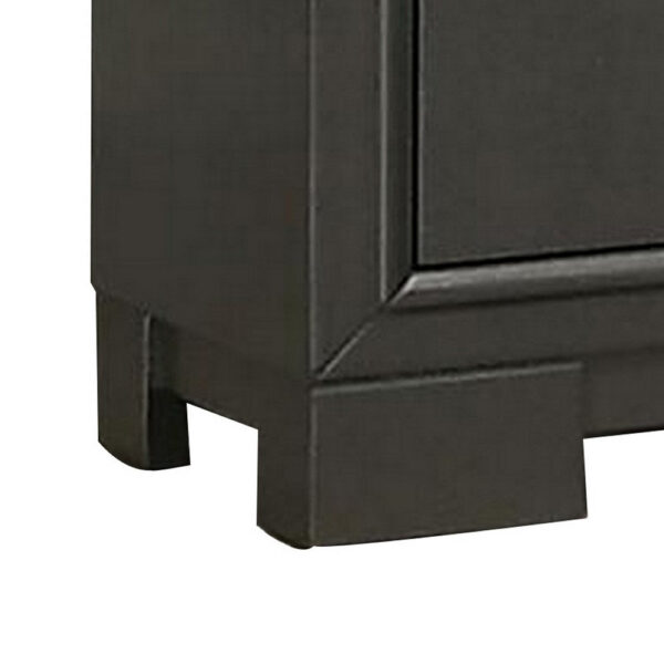 150220266991a4cbec8d0.jpeg Aliso 23 Inch Nightstand, 2 Drawers, Bracket Feet, Solid Wood, Dark Gray
