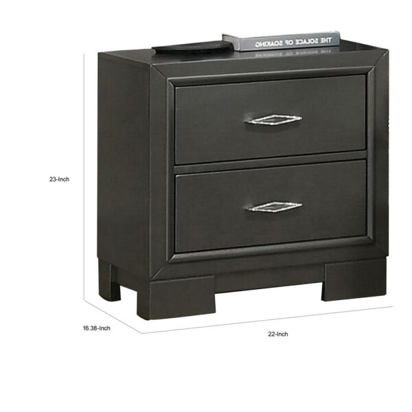 150220266991a4cf6d8b9.jpeg Aliso 23 Inch Nightstand, 2 Drawers, Bracket Feet, Solid Wood, Dark Gray