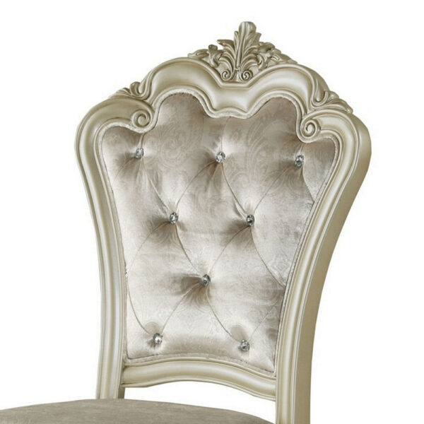 Siq 27 Inch Dining Side Chair Set of 2, Upholstered, Champagne Gold, Silver