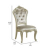 Siq 27 Inch Dining Side Chair Set of 2, Upholstered, Champagne Gold, Silver