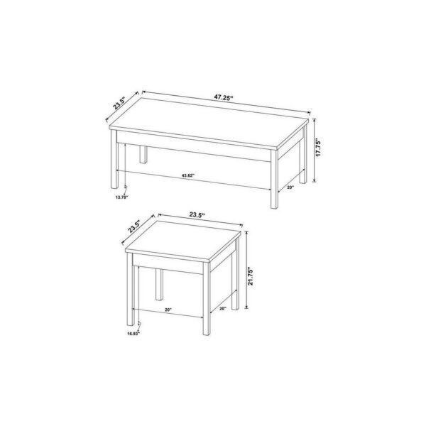 150220266991a4f415f82.jpeg Jessie 3pc Coffee and End Table Set, Modern Light Brown Top, White Frame