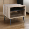 150220266991a50a979cd.jpeg Carly 22 Inch Side End Table, Tapered Legs, 1 Shelf, Light Brown and Gray