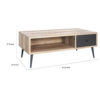 Carly 47 Inch Coffee Table, Tapered Legs, 1 Drawer, Light Brown and Gray