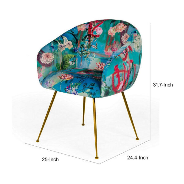 150220266991a52cdef18.jpeg 25 Inch Dining Chair, Floral Design, Gold Legs, Blue Velvet Upholstery