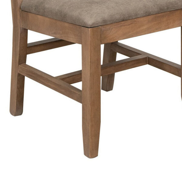 150220266991a56b3d821.jpeg Umey 20 Inch Dining Side Chair Set of 2, Solid Wood, Brown, Faux Leather