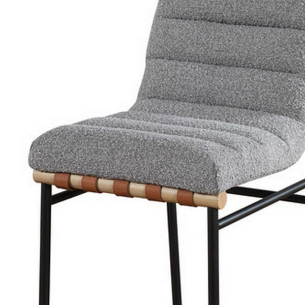 Kive 26 Inch Counter Height Stool Chair, Boucle Channel Tufted, Light Gray